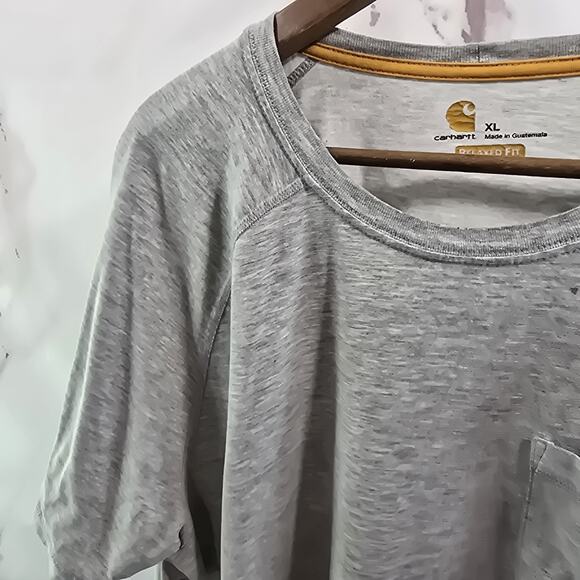 Carhartt T Shirt Mens XL Gray Pocket Relaxed Fit Short Sleeve Delmont Raglan - Picture 2 of 12
